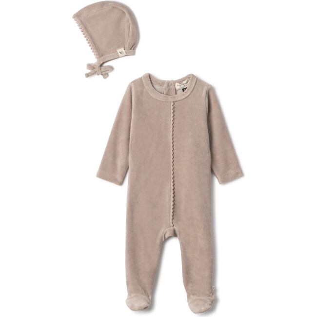 Velour Pompom Onesie Bege