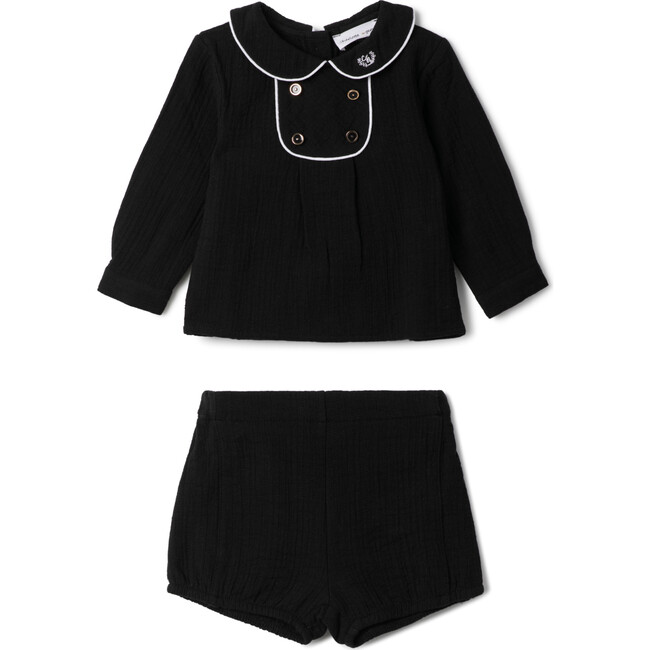 Crest Embroidered Set Black