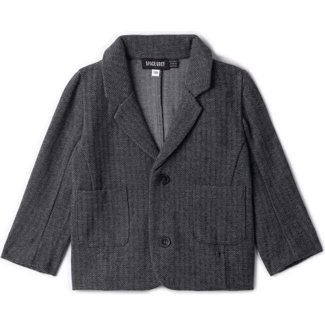 Herringbone Stretch Blazer Grey