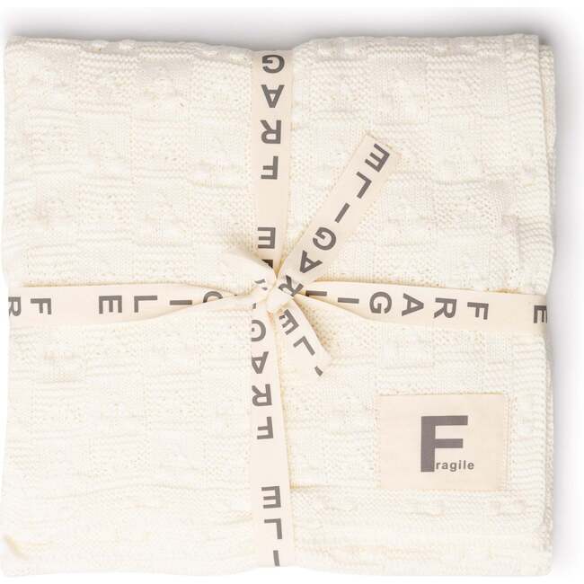 Textured Knit Blanket Off White