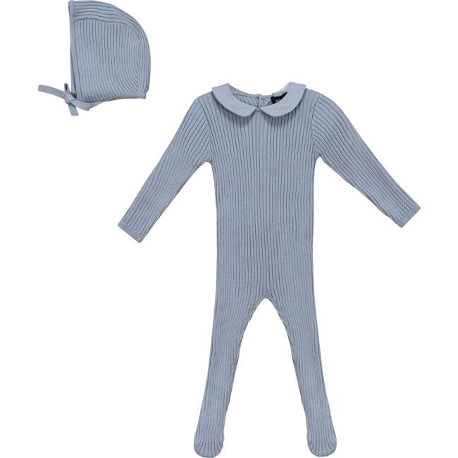 Ruffle Collar Knitted 2Pc Set Blue