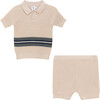 Waffle Knit Striped 2Pc Set Dark Almond/Spruce - Mixed Apparel Set - 1 - thumbnail
