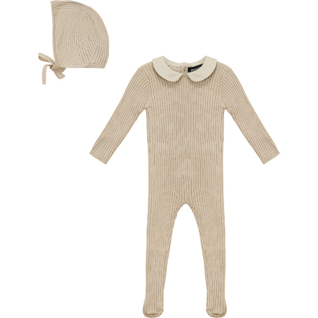 Ruffle Collar Knitted 2Pc Set Dark Almond