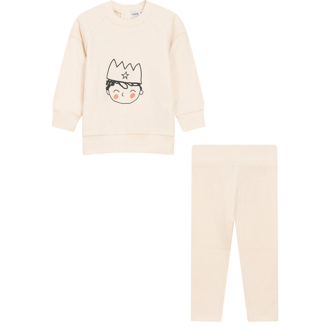 Crown Print 2Pc Set Cream