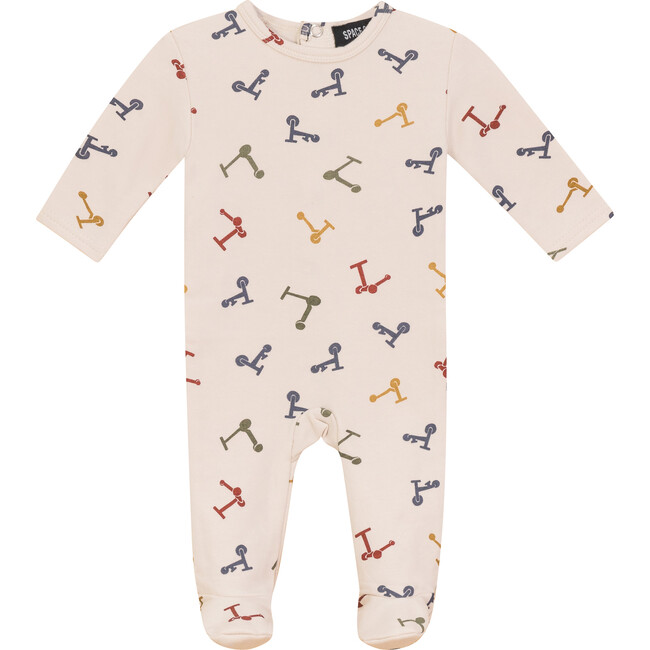 Scooter and Tulip Printed Onesie Dark Almond