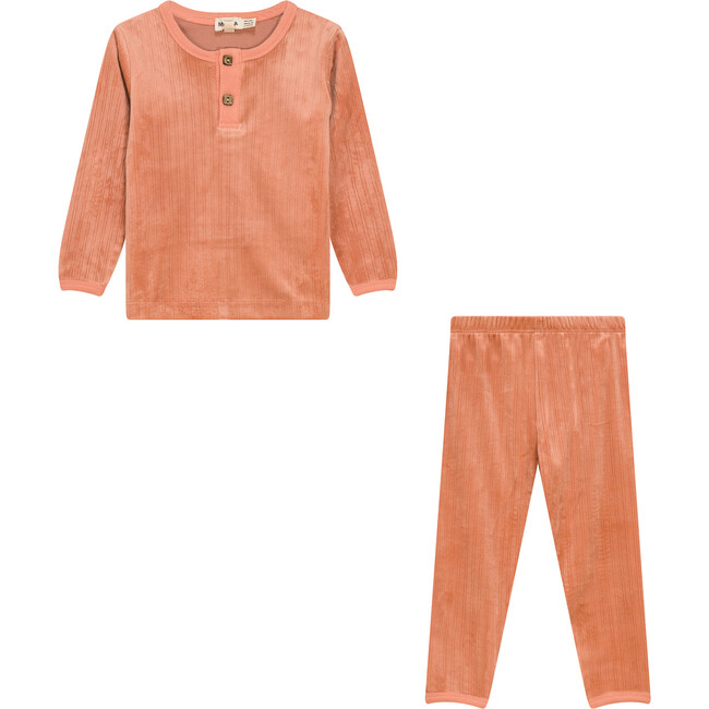 Ribbed Velour 2Pc Set Papaya