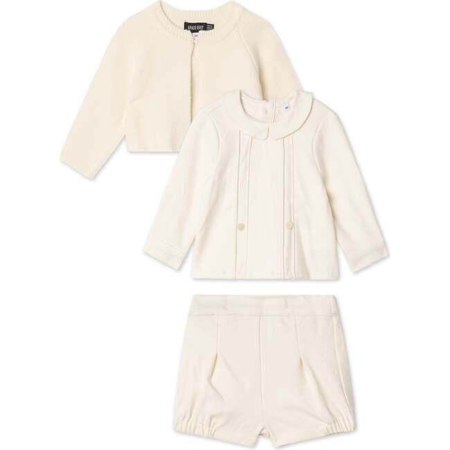 Woolen 2Pc Set with Cardigan Cream