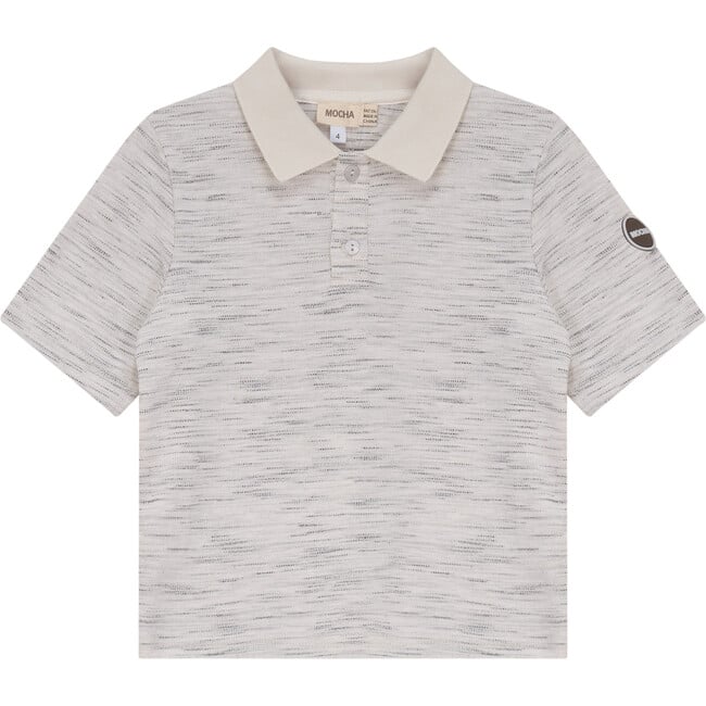 Woven Short Sleeve Polo Off White/Black