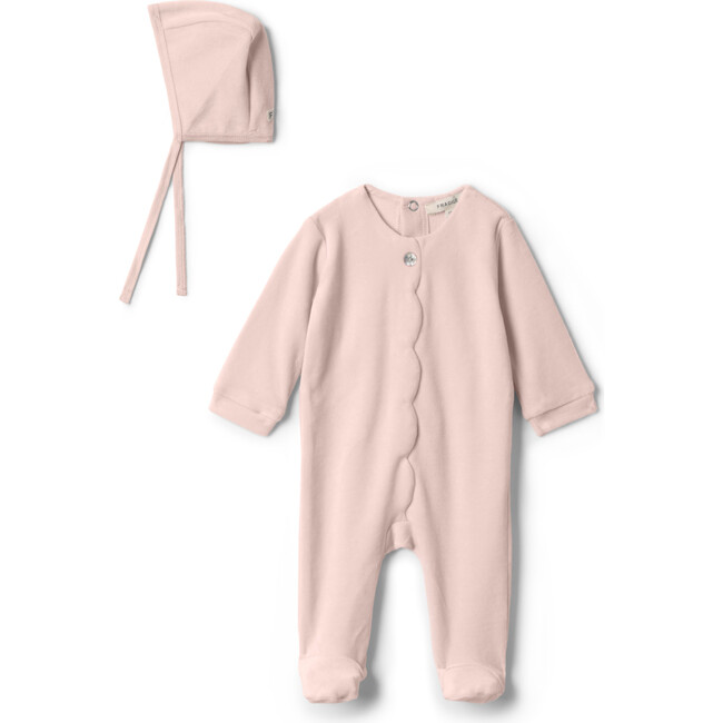 Cotton Velour Scallop Onesie Baby Pink