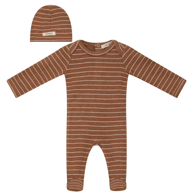 Stripe Stretch Knit Onesie with Hat Cider