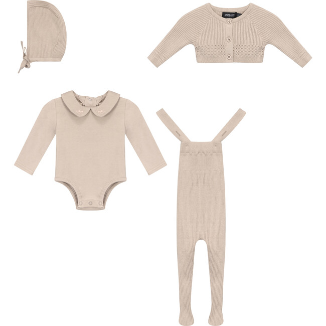 Knitted Overall and Cardigan Set Dark Almond