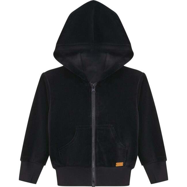 Cotton Velour Cardigan Black