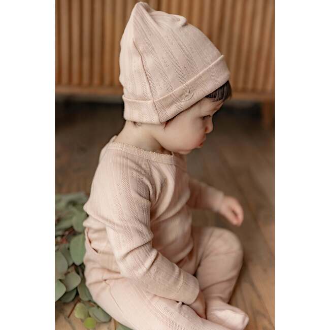 Pointelle Rib Wrap Onesie and Hat White