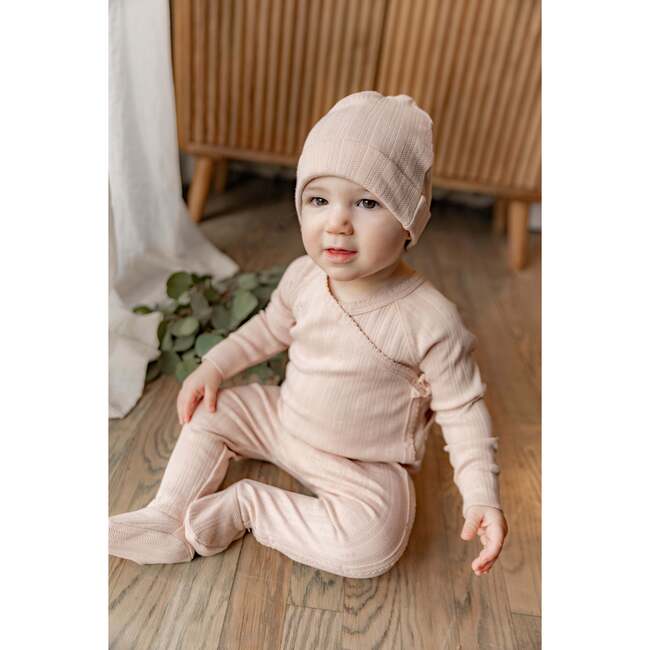Pointelle Rib Wrap Onesie and Hat White - Mixed Apparel Set - 3