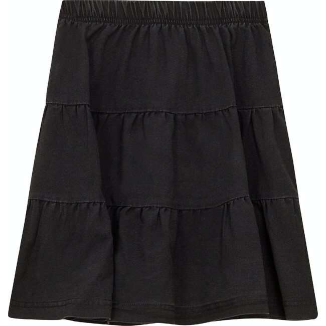 Denim Short Tiered Skirt Black