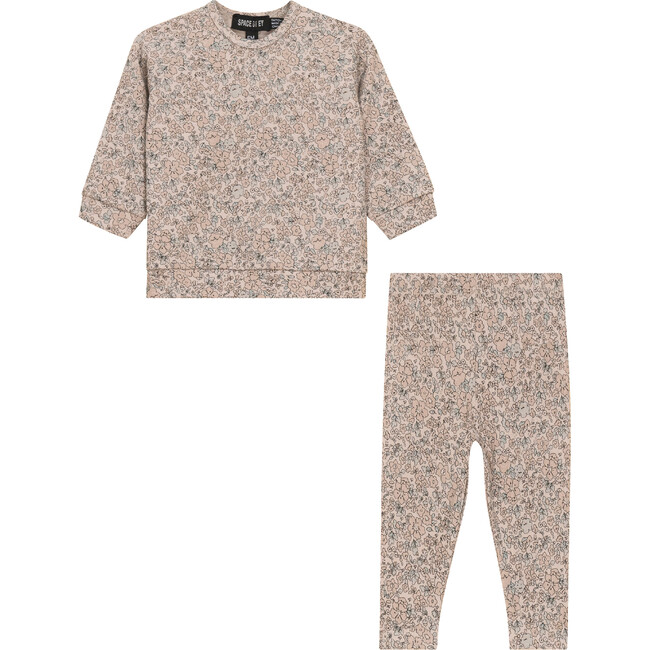 Floral Printed 2Pc Set Nude Pink