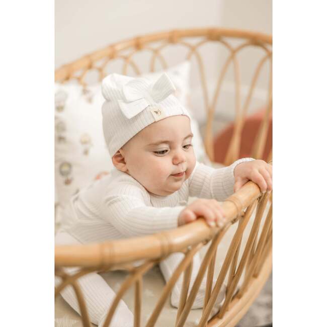 Bow Stitch Velour Onesie with Hat Petal - Mixed Apparel Set - 3