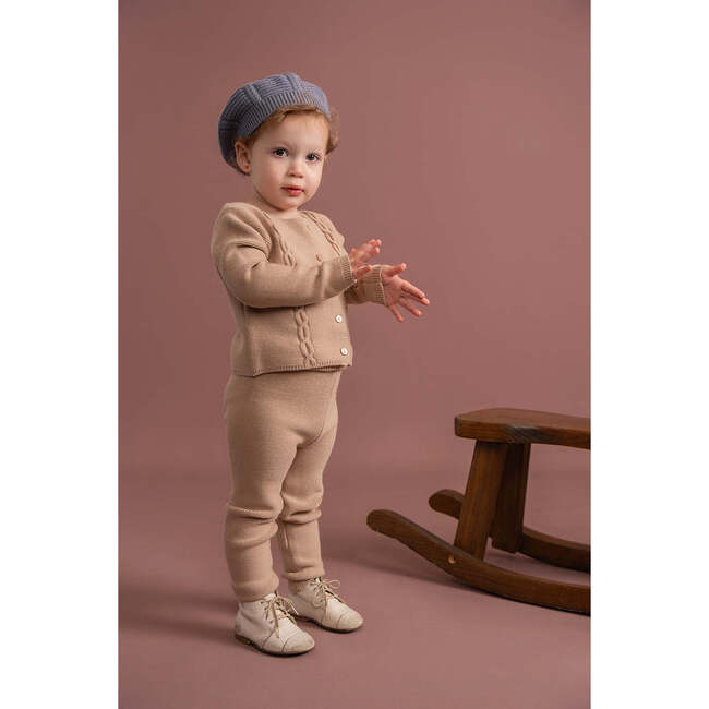 Garter Knit 2Pc Set Beige