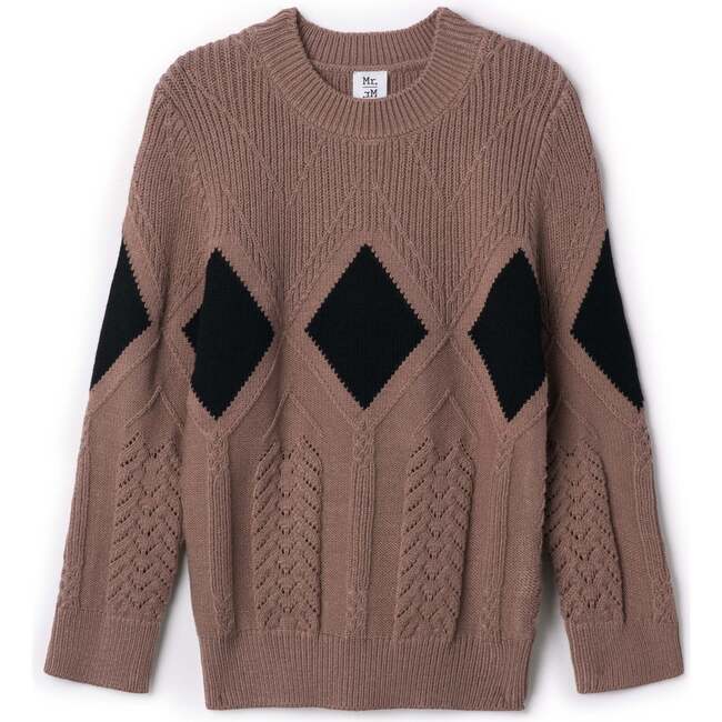 Diamond Pointelle Sweater Taupe