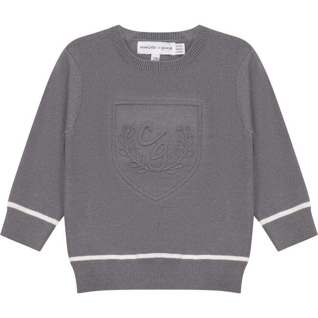Embossed Crest Sweater Grey