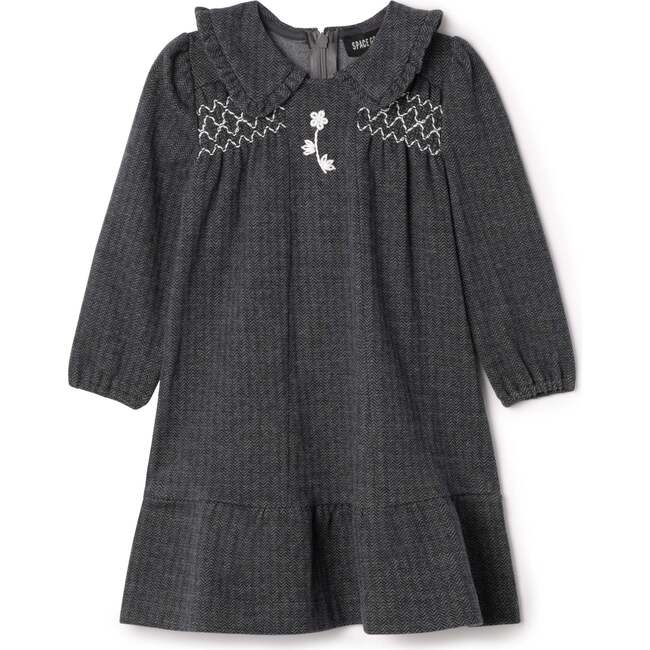 Herringbone Stretch Dress Black