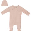 Pointelle Rib Wrap Onesie and Hat Soft Pink - Mixed Apparel Set - 1 - thumbnail
