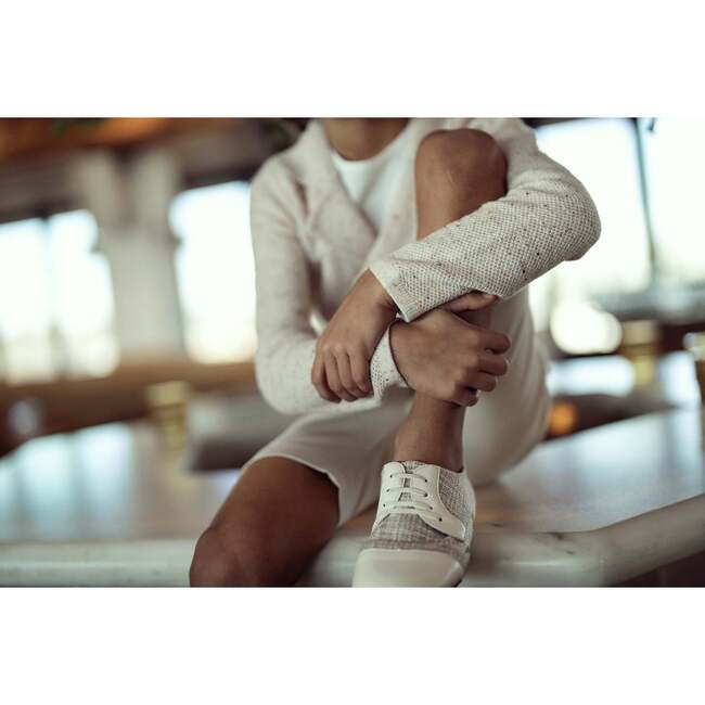 Speckeled Waffle Knit Blazer Beige