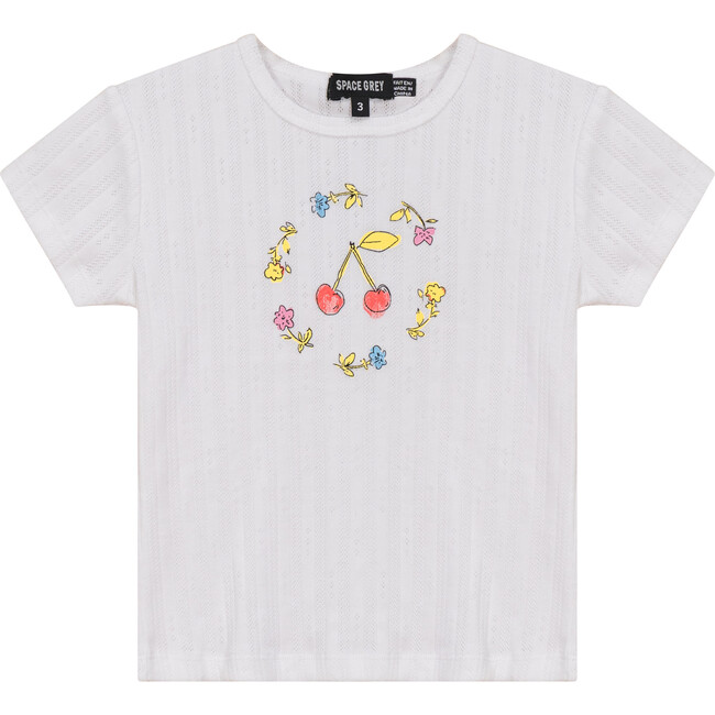 Pointelle Ribbed T-Shirt White