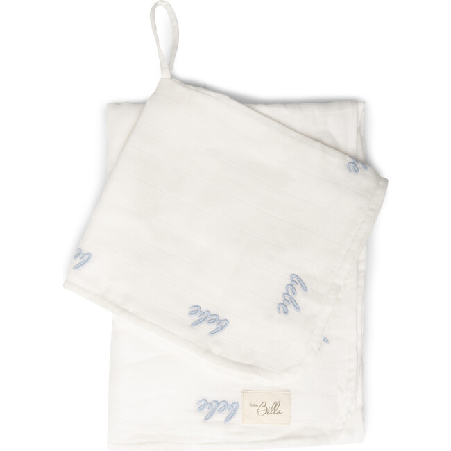 Embroidered Swaddle and Lovey Set Off White/Blue