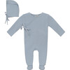 Knitted Wrap Onesie with Bonnet Blue - Mixed Apparel Set - 1 - thumbnail