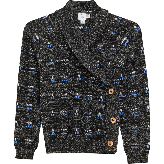 Textured Cable Knit Cardigan Black Mix