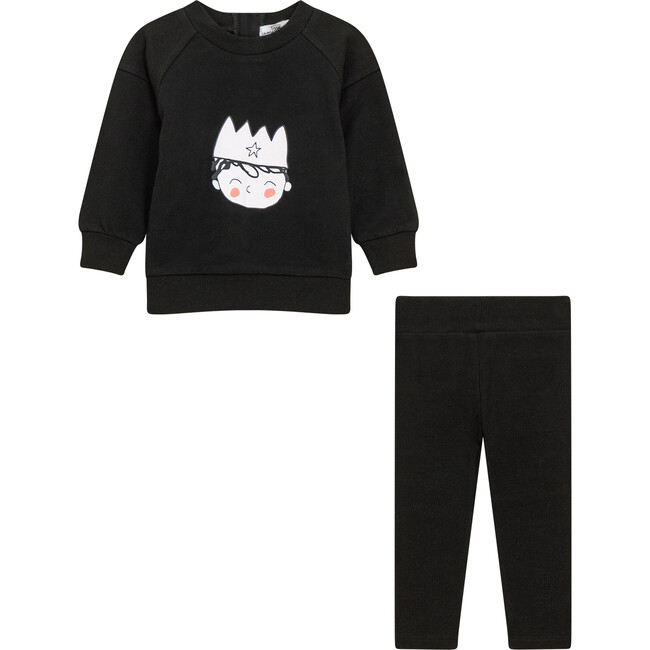 Crown Print 2Pc Set Black