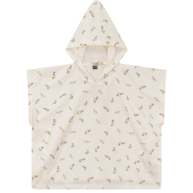 Printed Terry Poncho Mauve/Cream