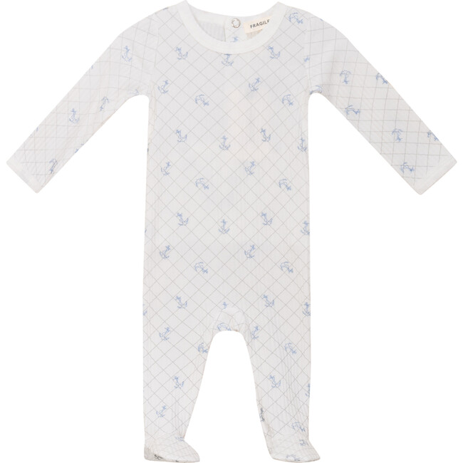 Mesh Print Onesie White/River Blue