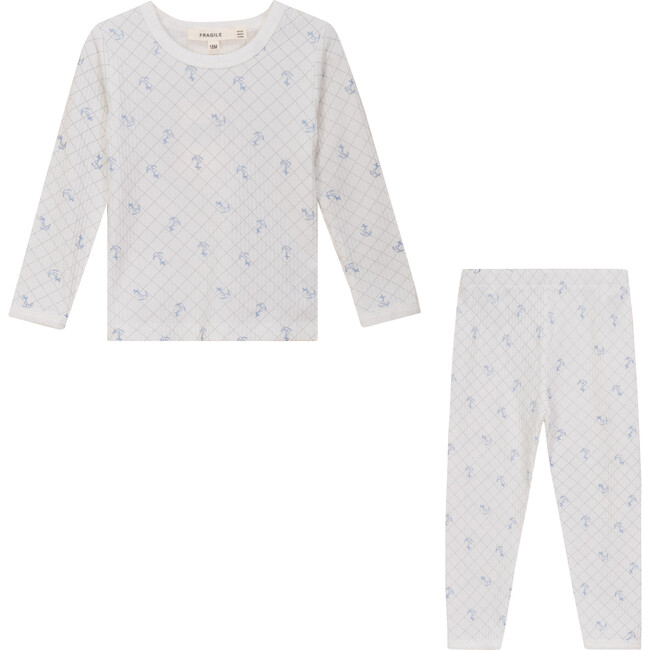 Mesh Print 2Pc Set White/River Blue