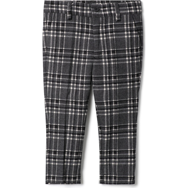 Woven Plaid Pants Black