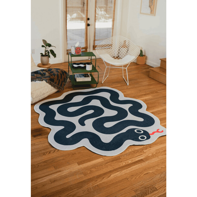 Johann Banta Spiral Snake Design Rug, Grey (6 x 6 ft)