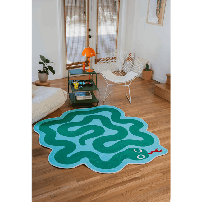 Johann Banta Spiral Snake Design Rug, Green (6 x 6 ft)