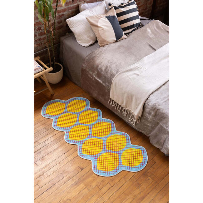 Yellow Grid Lemon Rug by Johann Banta (2 x 5 ft)