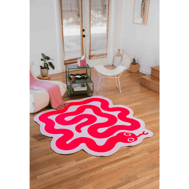 Johann Banta Spiral Snake Design Rug, Pink (6 x 6 ft)