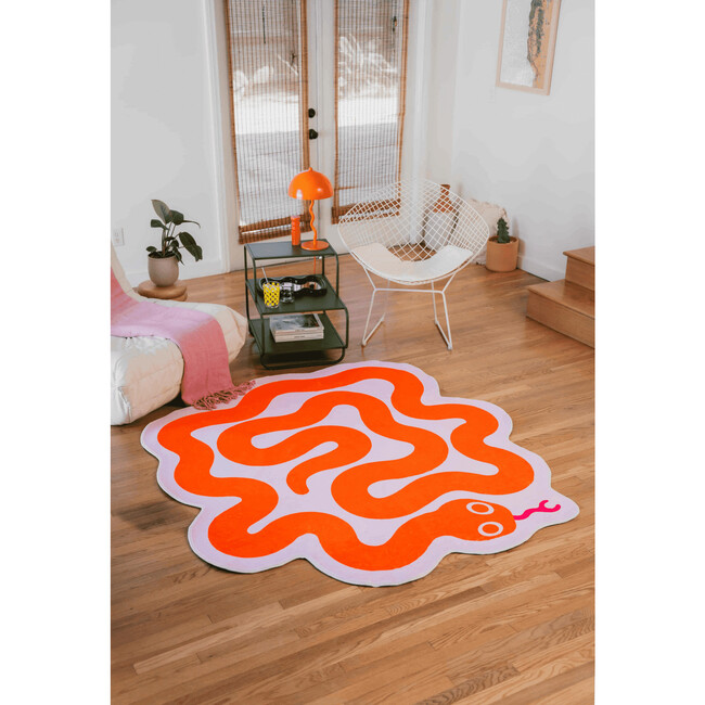 Johann Banta Spiral Snake Design Rug, Orange (6 x 6 ft)