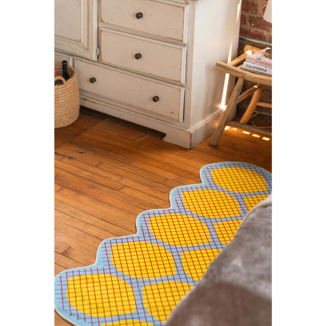 Yellow Grid Lemon Rug by Johann Banta (2 x 5 ft)