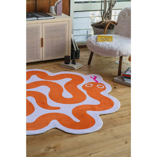 Johann Banta Spiral Snake Design Rug, Orange (6 x 6 ft) - Rugs - 4