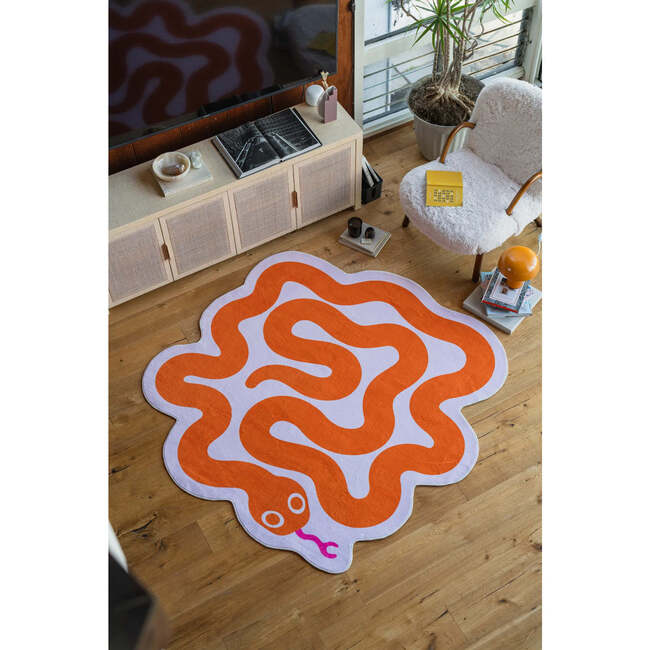 Johann Banta Spiral Snake Design Rug, Orange (6 x 6 ft) - Rugs - 5