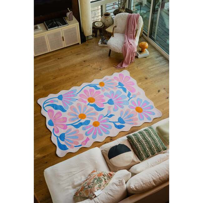 Jessica Miller Base Floral Wavy Rug, Lavender Base Purple