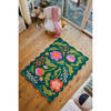 Jessica Miller Base Floral Wavy Rug, Green Base Pink - Rugs - 1 - thumbnail