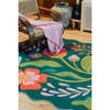 Jessica Miller Base Floral Wavy Rug, Green Base Pink - Rugs - 2