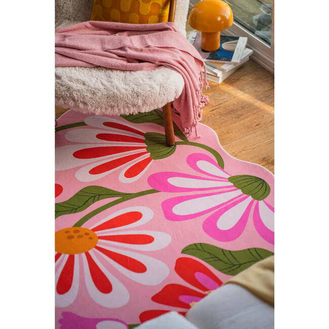 Jessica Miller Base Floral Wavy Rug, Pink Base Pink - Rugs - 4