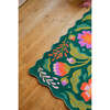 Jessica Miller Base Floral Wavy Rug, Green Base Pink - Rugs - 5