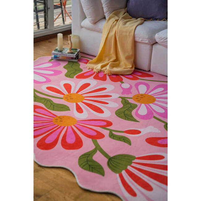 Jessica Miller Base Floral Wavy Rug, Pink Base Pink - Rugs - 5